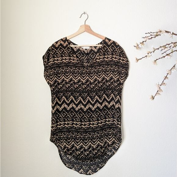 LUSH Loose Fit Sleeveless Aztec Southwestern Print Geometric Pattern Blouse XS - Picture 6 of 7